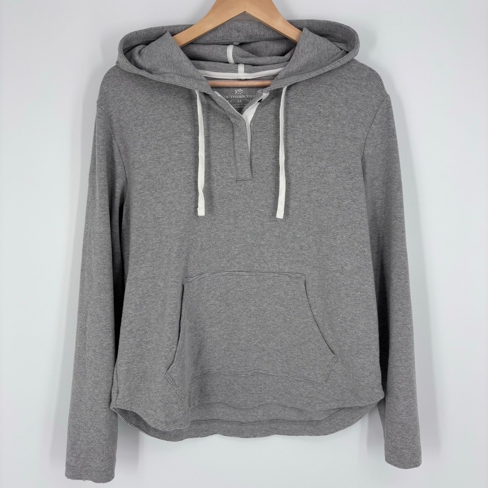 Southern Tide Miranda Hoodie Womens Medium Gray Striped Long Sleeve Pullover